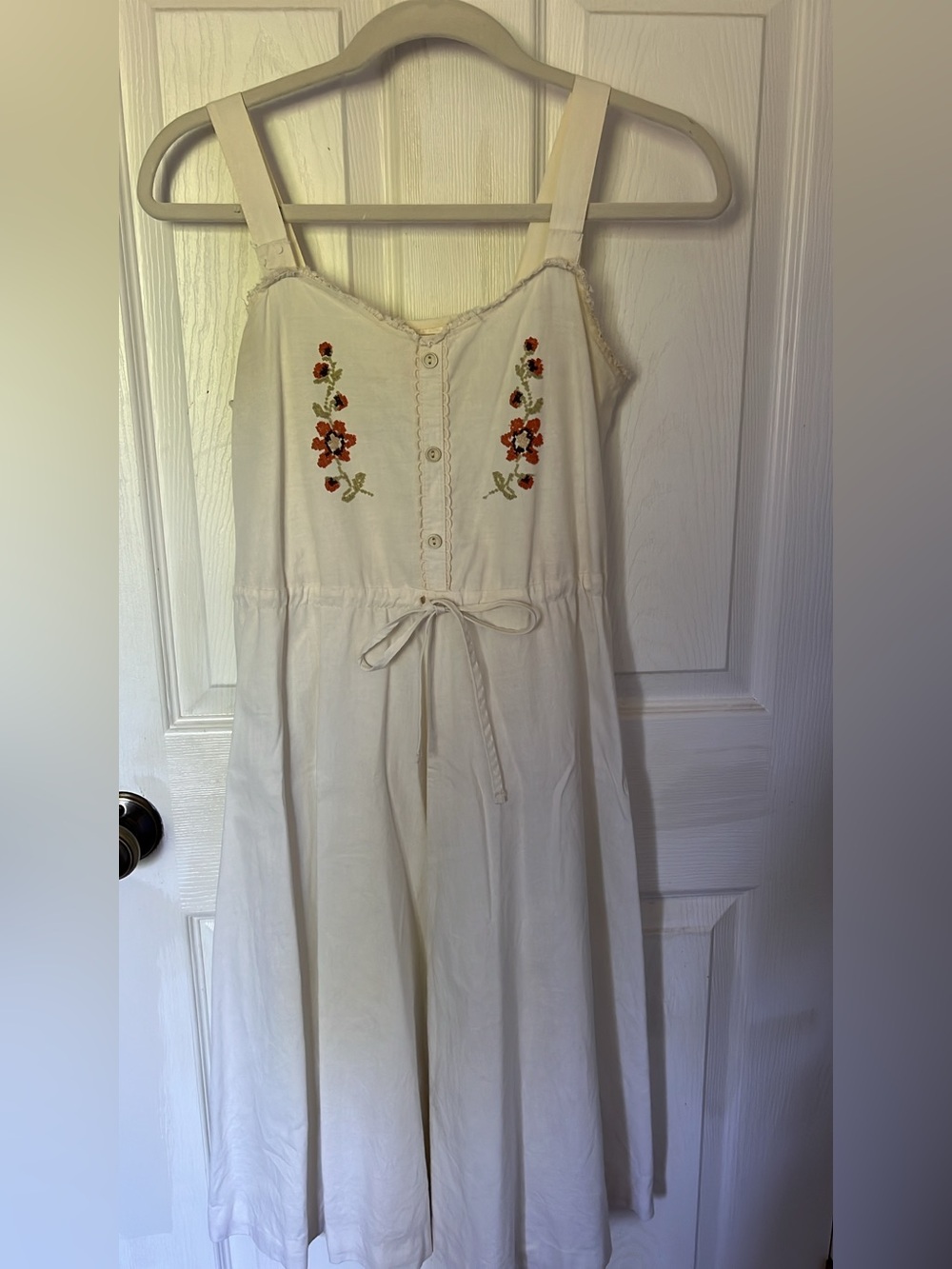 Vintage embroidery drawstring dress